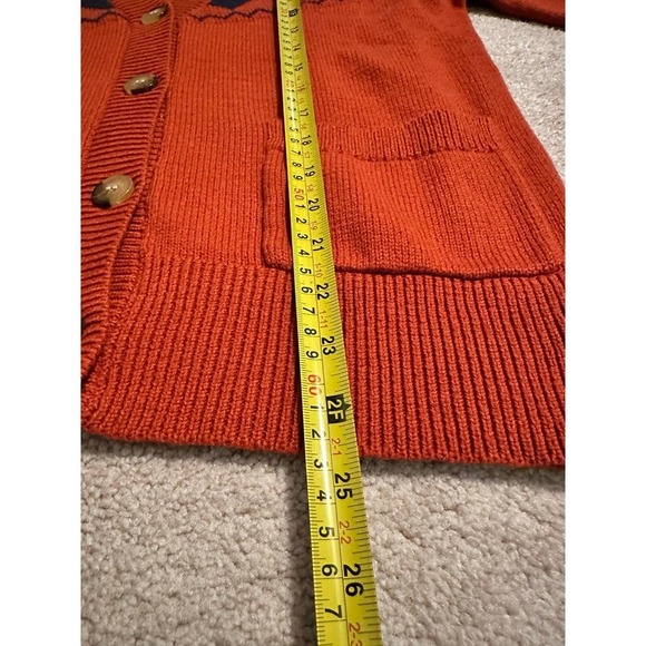 New Olivia Sky Women's Burnt Orange and Navy V Neck Cardigan with Pockets Size s - Picture 6 of 8
